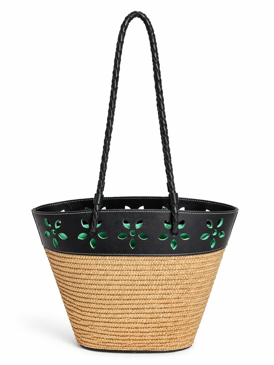 Preston & York Handbags - Preston & York Straw Tote Bag Genuine Leather Braided Handle Resort Summer Purse